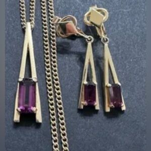 78- AVON Elegant Gold and Purple Jewelry Set